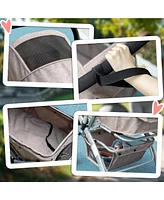 Dog Stroller for Small Dogs Cats, 4 Wheels One-Click Fold Pet Stroller with Swivel Wheels, Brake, Basket Storage, Safety Belts, Adjustable Canopy, Zip