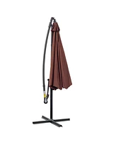 10' Cantilever Hanging Tilt Offset Patio Umbrella with Uv & Water Fighting Material and a Sturdy Stand, Brown