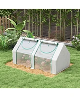 Streamdale Furniture 6' x 3' x 3' Portable Greenhouse, Garden Green House with 2 Pe/Plastic Covers, Steel Frame and 2 Roll Up Windows, Clear