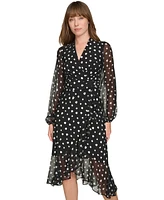 Tommy Hilfiger Women's Dot-Print Faux-Wrap Dress