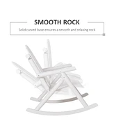 Outdoor Wooden Rocking Chair, Double-Person Rustic Adirondack Rocker with Slatted Seat, High Backrest, Armrests for Patio, Garden and Porch, White