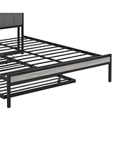 Slickblue Queen Metal Platform Bed Frame with Twin Trundle Versatile Space-Saving Solution