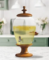 Circleware Beverage Dispenser with Wooden Lid and Base, 357 oz.