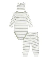 Huggies Baby Boys Cotton Waffle Bodysuit, Pants & Hat, 3 Piece Set