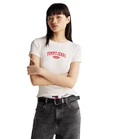 Tommy Jeans Women's Slim Varsity Ribbed Cotton T-Shirt