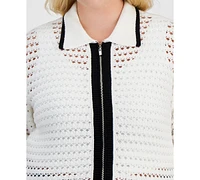 And Now This Trendy Plus Open-Stitch Zip-Front Cardigan, Exclusively at Macy's