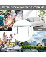 47" Folding Camping Table with Height Adjustability, Lightweight Portable Table with Carry Handle, Outdoor Folding Table Camping Accessories
