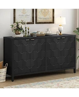 Streamdale Furniture Luxurious Four-Door Sideboard with Honeycomb Patterned Doors, Offering Ample Storage for Study, Entrance and Living Room