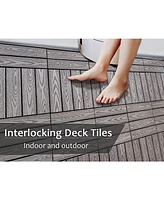 Streamdale Furniture Wood Plastic Composite Deck Tiles Set of 20pcs, Composite Decking Resist Rust, Water, Weather, Easy to Diy & Maintain, Indoor&Out