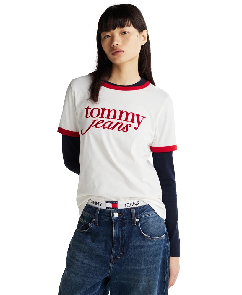 Tommy Jeans Women's Script Logo Ringer T-Shirt