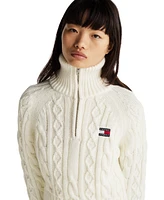 Tommy Jeans Women's Quarter-Zip Cable-Knit Sweater