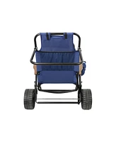 Streamdale Furniture Beach Cart Chairs With Wheels 2 in 1 Foldable Beach Lounge Chair With Integrated Wagon Pull Cart Perfect for Backyard Pool or Pic