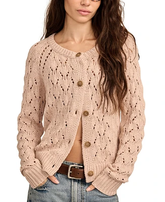 Lucky Brand Women's Shine Pointelle Button-Front Cardigan