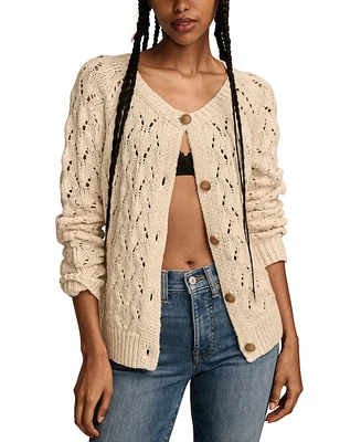 Lucky Brand Women's Shine Pointelle Button-Front Cardigan