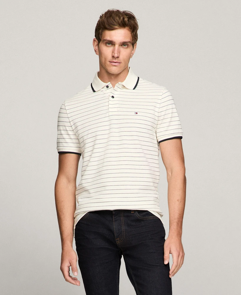 Tommy Hilfiger Men's Regular-Fit Tipped Oxford Stripe Polo Shirt