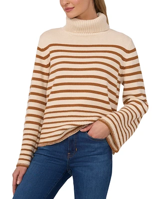 CeCe Women's Turtle Neck Stripe Sweater