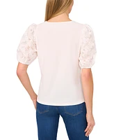 CeCe Women's Lace Puff-Sleeve Top