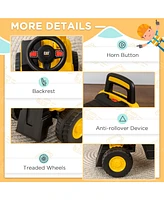 Excavator Ride on Toy, Cat Licensed Kids Manual Pedal Ride on Excavator with Manual Shovel, Horn, Hidden Storage for 18-36 Months Boys and Girls, Yell