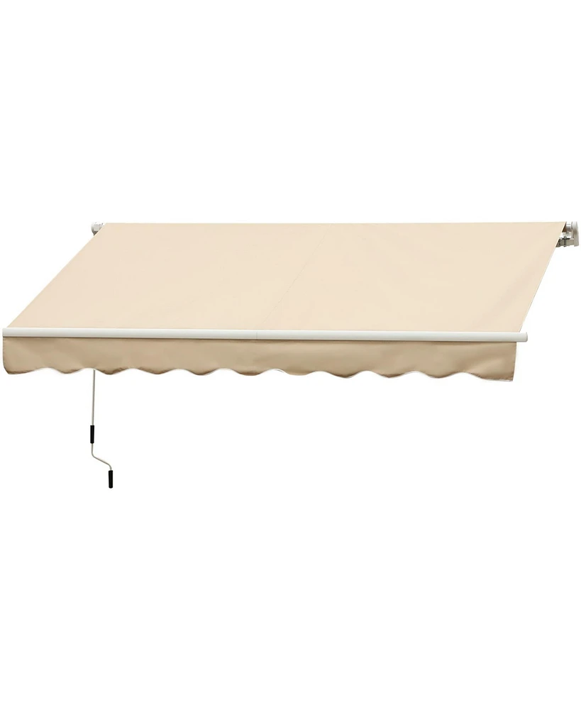 Streamdale Furniture 10' x 8' Retractable Awning, Patio Awnings, Sunshade Shelter w/ Manual Crank Handle