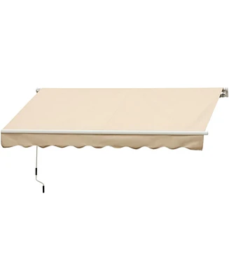 Simplie Fun 10' x 8' Retractable Awning, Patio Awnings, Sunshade Shelter w/ Manual Crank Handle