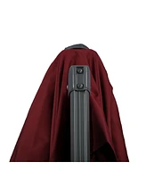 10ft Offset Patio Umbrella, Hanging Cantilever Umbrella, Square Shape, Aluminum Cross Base, Tilt, 360-Degree Rotation, Red