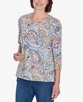 Alfred Dunner Petite Key Items Paisley Short Sleeve Top