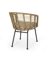 Simplie Fun Modern Wicker Chair With Angled Legs And Water-Resistant Cushions