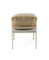 Outdoor Dining Chair Set of 2, Wicker Rattan Woven Patio Chairs, Outdoor Armchair Seating for Patio Backyard Poolside Balcony, Waterproof seat and cus