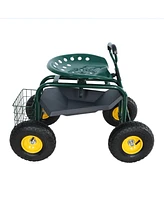 Streamdale Furniture Garden trolley Rolling work chair with wheels, garden stool for planting, 360 degree swivel seat, station wagon scooter with stee