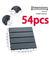 Simplie Fun 54 Pack Interlocking Plastic Deck Tiles - 12" x12" Square - Waterproof Outdoor