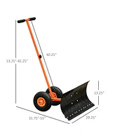 Streamdale Furniture Snow Shovel with Wheels, Snow Pusher, Cushioned Adjustable Angle Handle Snow Removal Tool, 29" Blade, 10" Wheels