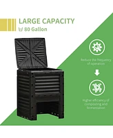 Garden Compost Bin 80 Gallon Outdoor Large Capacity Composter Fast Create Fertile Soil Aerating Box, Easy Assembly, Black