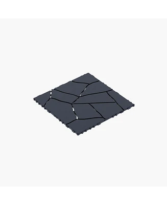 Simplie Fun Stone Style 12" Patio Deck Tiles, Diy Module Interlocking Decking Tiles Floor Tile, Easy and Quick Installation Court Tiles for Porch Pool