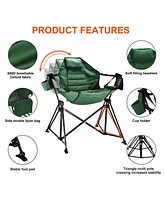 Streamdale Furniture Hammock Camping Chair Folding 350 lbs Foldable Portable Rocking Chairs for Adults Outside Swinging Camp with Stand Lawn Garden Ha