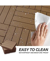Plastic Composite Deck Tiles Set of 35pcs, Composite Decking Resist Rust, Water, Weather, Indoor&Outdoor, Easy to Diy & Maintain, Ideal for Patios, Ba