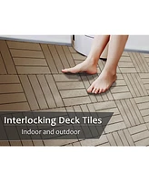 Streamdale Furniture Plastic Composite Deck Tiles Set of 35pcs, Composite Decking Resist Rust, Water, Weather, Indoor&Outdoor, Easy to Diy & Maintain,