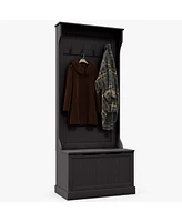 Streamdale Furniture 28" 3-In-1 Entryway Hall Tree with Storage Bench, Coat Rack with Four Hooks and Shoe Storage, Black