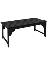 Wooden Garden Bench, Outdoor Park Bench with Slatted Seat, Backless Front Porch Bench with Curved Seat for Conservatory, Garden, Poolside, Deck, Black