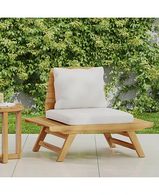 Acacia Wood Club Chair With Water-Resistant Cushions