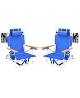 Streamdale Furniture 2PCS Backpack Beach Chairs for Adults Beach towel backpack beach chairs for adults 5 position chair with pouch folding lightweigh