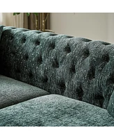 Simplie Fun Chenille Pull Buckle Design Sofa for Living Room, Buttons Tufted With Copper Nail Decoration Armrest, Modern Couch Upholstered Button And