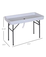 Simplie Fun 4FT Portable Folding Fish Fillet Cleaning Table Camping Picnic Ice Party Desk with Sink