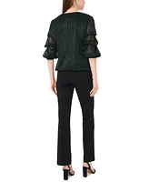 Msk Petite Metallic Lantern-Sleeve Top