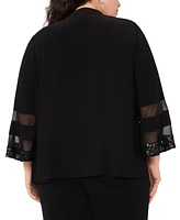 Msk Plus Open-Front 3/4-Sleeve Cover-Up