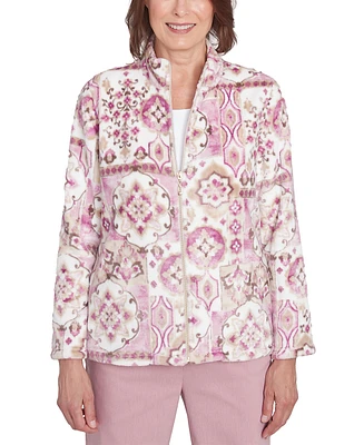 Alfred Dunner Petite Telluride Fuzzy Medallion-Print Jacket