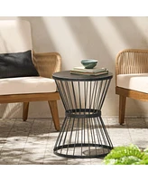 Lassen 16: Modern Hourglass End Table For Outdoor Sophistication