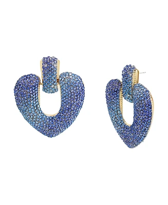 Steve Madden Faux Stone Pave Heart Statement Earrings