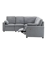 Streamdale Furniture 89" Power Recliner Sectional Sofa Home Theater Reclining Sofa with Two Usb Ports, Two Storage Drawers for Living Room, Gray