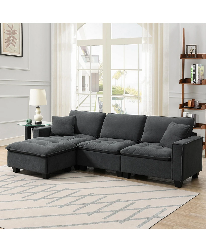 Simplie Fun 10059" Modern Convertible Sectional Sofa