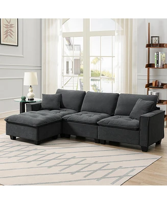 Simplie Fun 10059" Modern Convertible Sectional Sofa